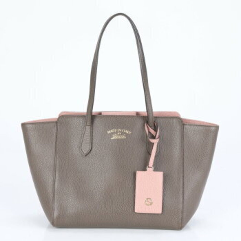 Gucci GG Interlocking GG Swing Tote Bag Leather Shoulder Handbag Brown ECE